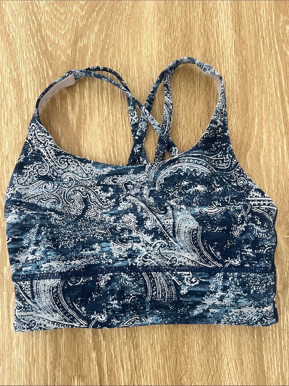 lululemon athletica Women’s Paisley Print Sports Bra - Navy & White